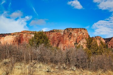 Stunning Autumn View Along Kolob Terrace in Zion National Park in Zion National Park in Utah.