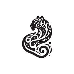 Black Color Leopard silhouette design Vector Illustration, Solid White Background (4).eps