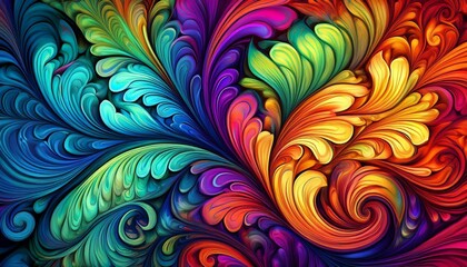 vivid colors blend seamlessly in swirling fractal patterns creating an abstract design perfect for wallpapers