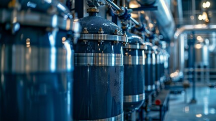 Fototapeta premium Exploring the role of Industrial Gas Cylinders within a modern and efficient facility in todays industry
