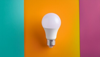 새로운 아이디어를 상징하는 전구가 다양한 색상의 배경 속에서 하나만 흰색으로 돋보이는 이미지