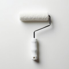 Obraz premium A clean, white paint roller isolated on a white background. Perfect for DIY projects and home improvement imagery.