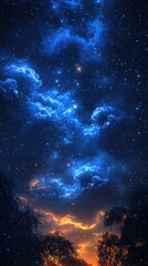 Fototapeta premium Celestial Night Sky with Glowing Stars and Nebulae