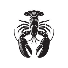 Black Color Lobster silhouette design Vector Illustration, Solid White Background (2).eps