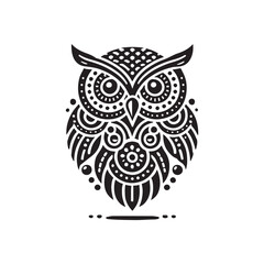Black Color Owl silhouette design Vector Illustration, Solid White Background (6).eps