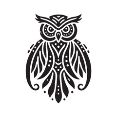 Black Color Owl silhouette design Vector Illustration, Solid White Background (10).eps