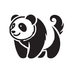 Black Color Panda silhouette design Vector Illustration, Solid White Background (1).eps