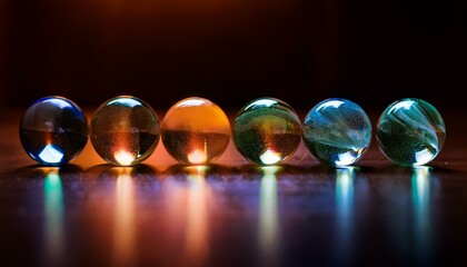 다채로운 색을 가진 구슬들이 줄지어 놓인 모습