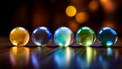 다채로운 색을 가진 구슬들이 줄지어 놓인 모습