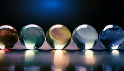 다채로운 색을 가진 구슬들이 줄지어 놓인 모습