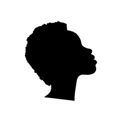 Silhouette of African American young woman face profile, black woman vector illustration