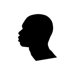 Silhouette of African American young man face profile, black man vector illustration