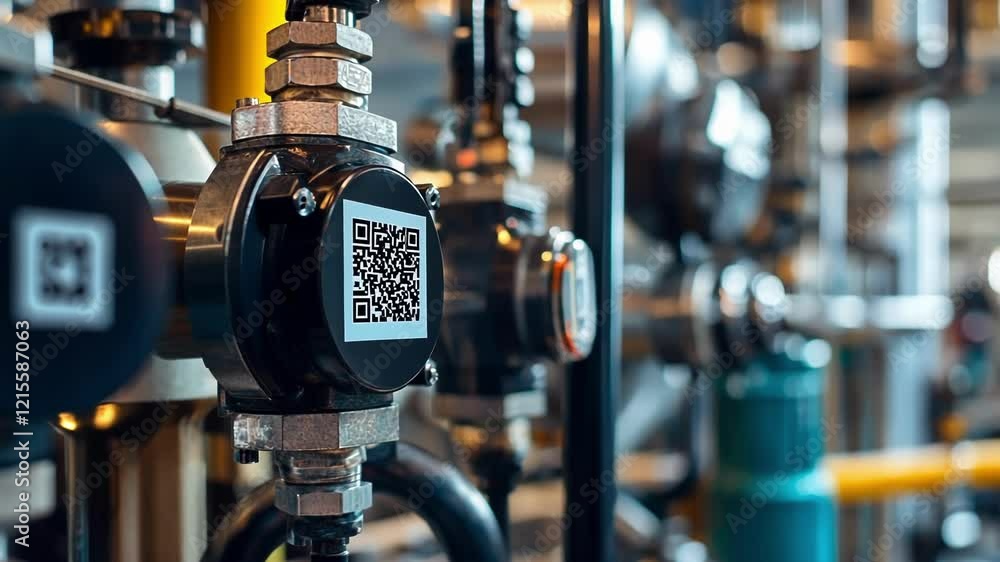 Poster qr code affixed to an industrial pipe valve enhances traceability and streamlines management within 