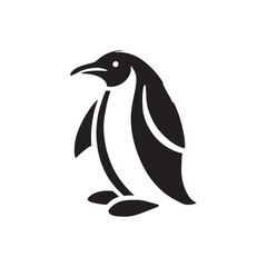 Black Color Penguin silhouette design Vector Illustration, Solid White Background (2).eps