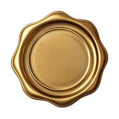 Gold wax seal isolated on transparent background, PNG cut-out
