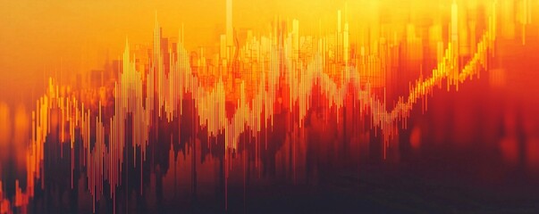 Naklejka premium Forex candlestick graph showing Fibonacci extensions on a muted orange background
