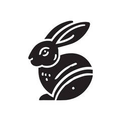 Black Color Rabbit silhouette design Vector Illustration, Solid White Background (8).eps