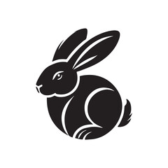 Black Color Rabbit silhouette design Vector Illustration, Solid White Background (12).eps