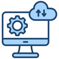 Cloud Computing Blue Icon