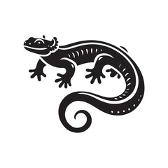 Black Color Salamander silhouette design Vector Illustration, Solid White Background (12).eps