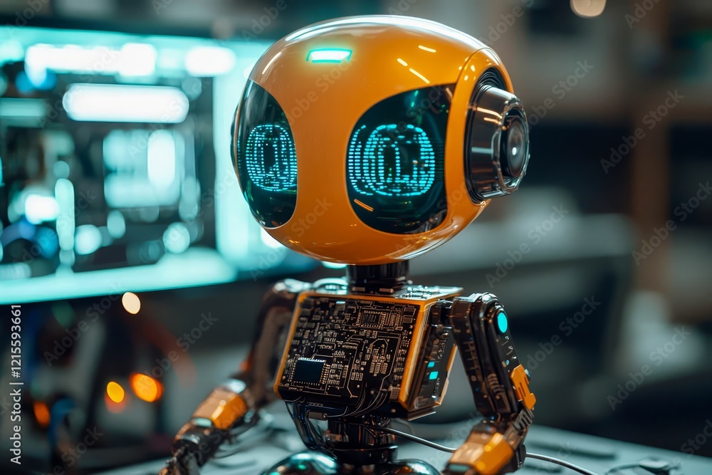 Poster circuit board in shape electronic, technology smart robot ai.