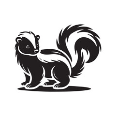Black Color Skunk silhouette design Vector Illustration, Solid White Background (7).eps