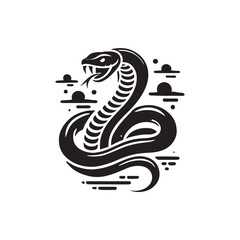 Obraz premium Black Color Snake silhouette design Vector Illustration, Solid White Background (5).eps