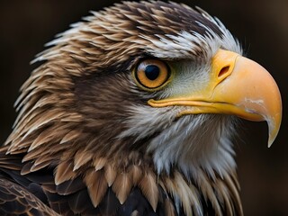 extreme close-up photograph of an eagle's head