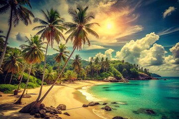 Vintage Phuket Beach: Sunny Sky, Tropical Paradise,  Sea View