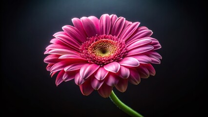 Vintage Pink Gerbera Daisy Flower on Black Background, Spring Bloom