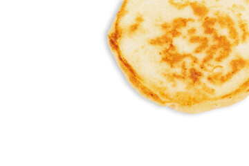 delicious round shaped pancake isolated on white background