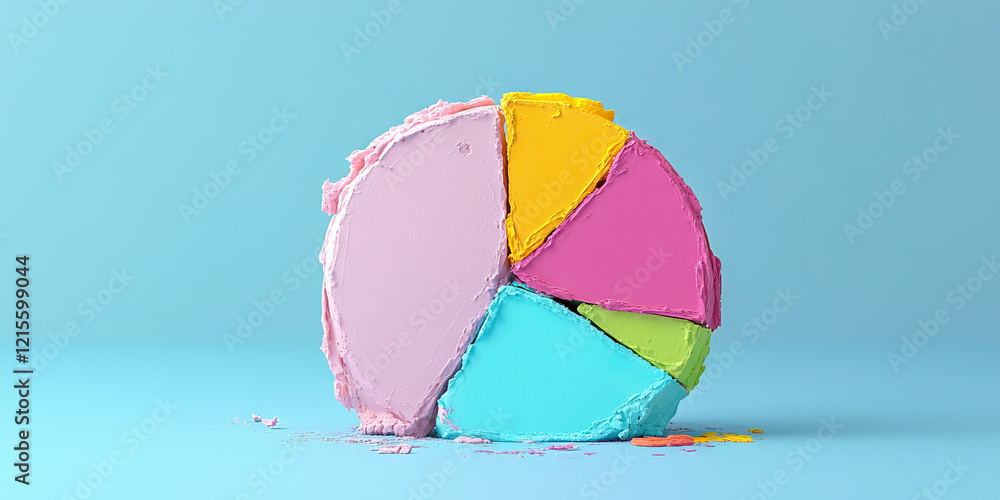 Aufkleber three-dimensional pastel pie chart with textured surface