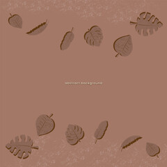 Mocha Mousse Abstract Background with Scattered Leaves and Textured Design for Minimalist Aesthetic