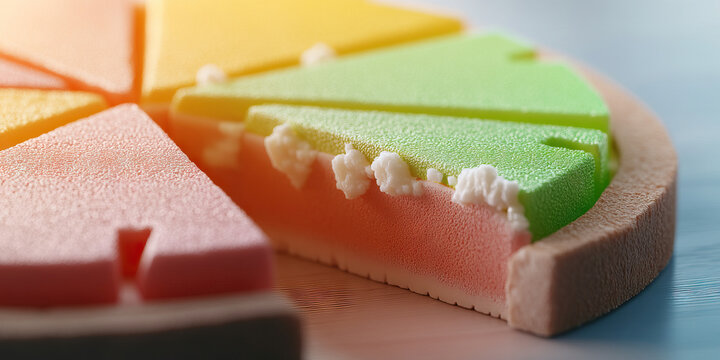 Multi-Colored Segmented Cake with Pastel Shading
