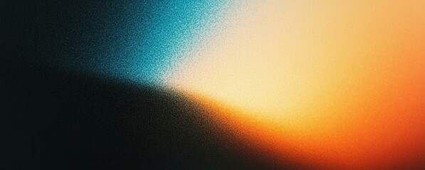 Obraz premium Vibrant grainy background abstract yellow blue orange color gradient shape black backdrop noise texture dark banner header poster design copy space
