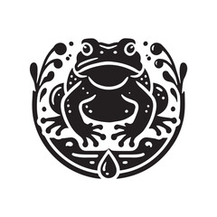 Black Color Toad silhouette design Vector Illustration, Solid White Background (3).eps