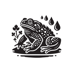 Black Color Toad silhouette design Vector Illustration, Solid White Background (11).eps