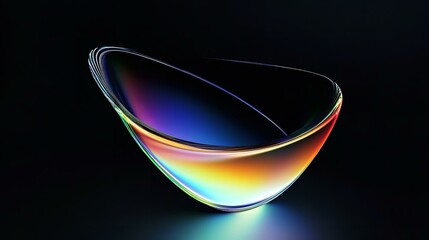 Abstract minimalist design iridescent glass shape 3d render