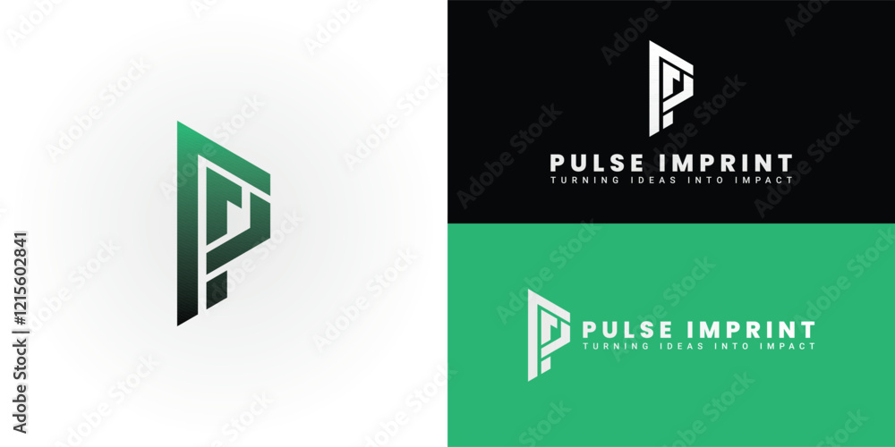Poster the dynamic logo design features the initials pi creatively integrated within a triangular shape, cr