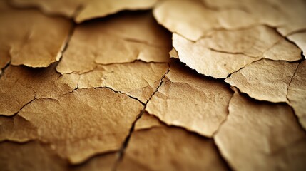 Fototapeta premium Cracked parchment texture, desert background, aged paper detail