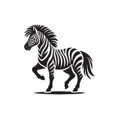 Black Color Zebra silhouette design Vector Illustration, Solid White Background (4).eps