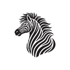 Black Color Zebra silhouette design Vector Illustration, Solid White Background (6).eps