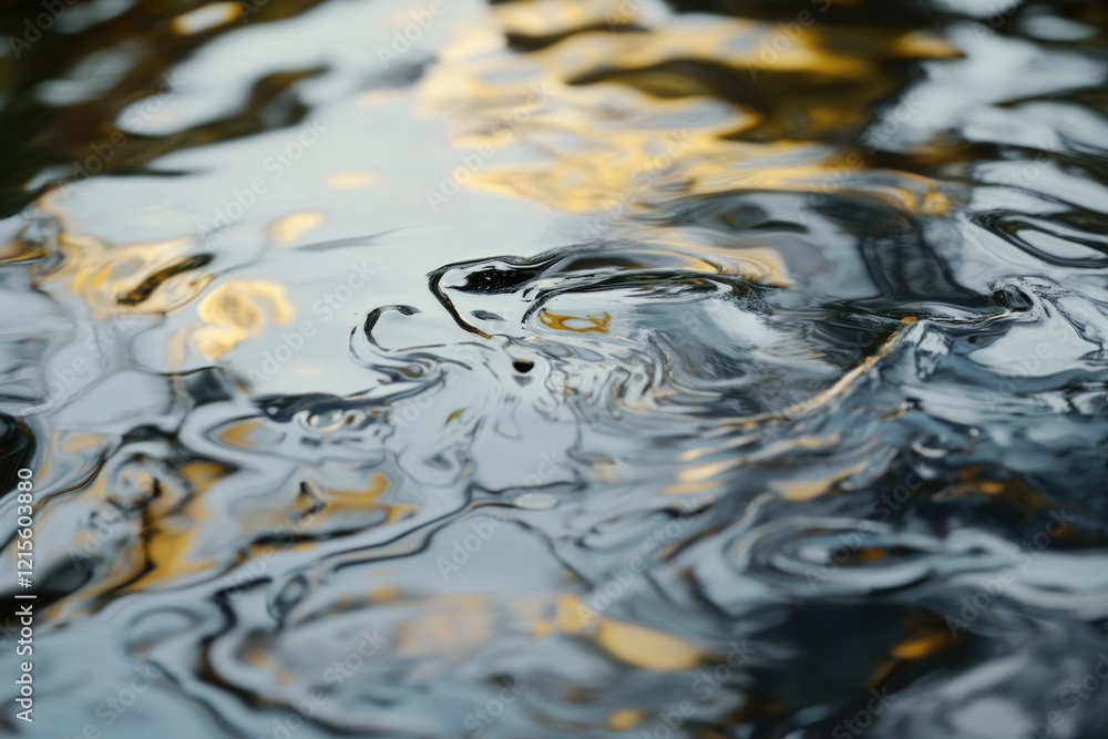 Poster abstract image of swirling water reflecting light, creating a mesmerizing pattern of greys and golds