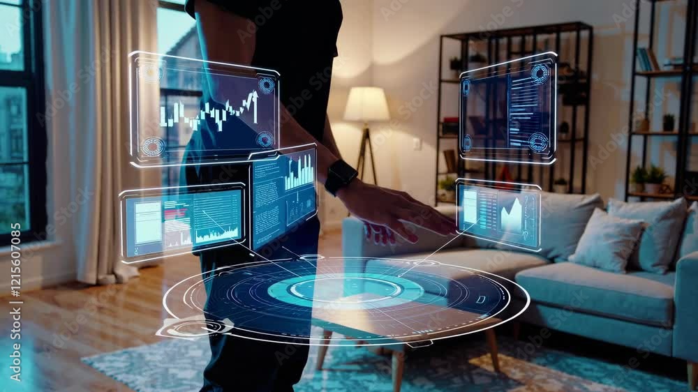Poster imagine a wearable device that projects a virtual workspace anywhere, show it in action