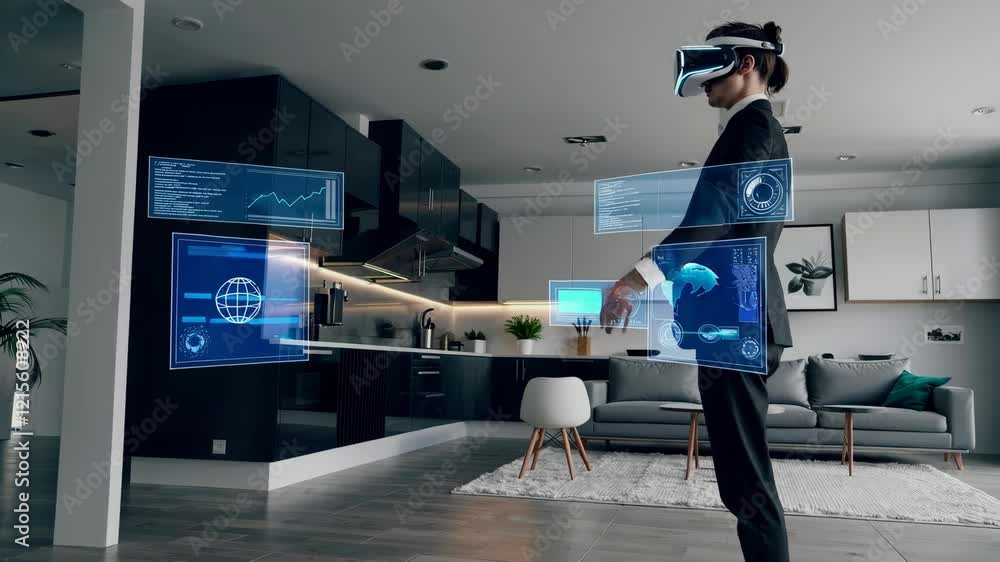 Poster imagine a wearable device that projects a virtual workspace anywhere, show it in action