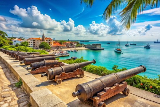 Zanzibar Stone Town: Historic Cannons Guarding the Old Harbor at Forodhani Park