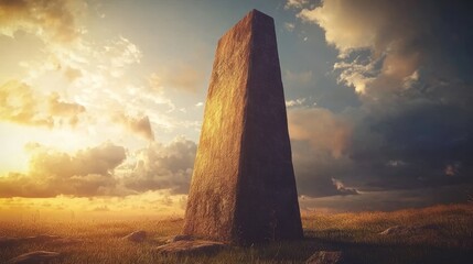 Mysterious portal in a wheat field bathed in the surreal hues of a sunset