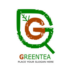 Obraz premium GREAN TEA LOGO NATURAL VEKTOR