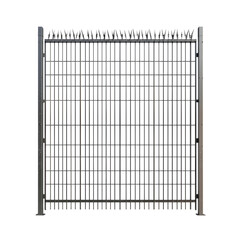 Secure Metal Fence with Spike Top for Safety Isolated on transparent background