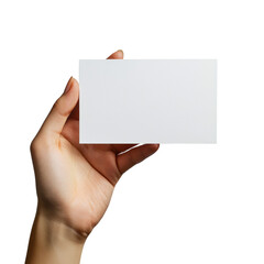 Obraz premium Hand Holding Blank Card for Customization or Branding Isolated on transparent background